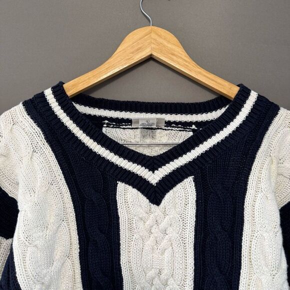 Essential Elements Men’s Sweater Black/White Color Size Large V-Neck - Picture 2 of 9